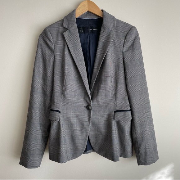Zara Jackets & Blazers - Zara Classic Fit Glen Plaid Blazer Grey